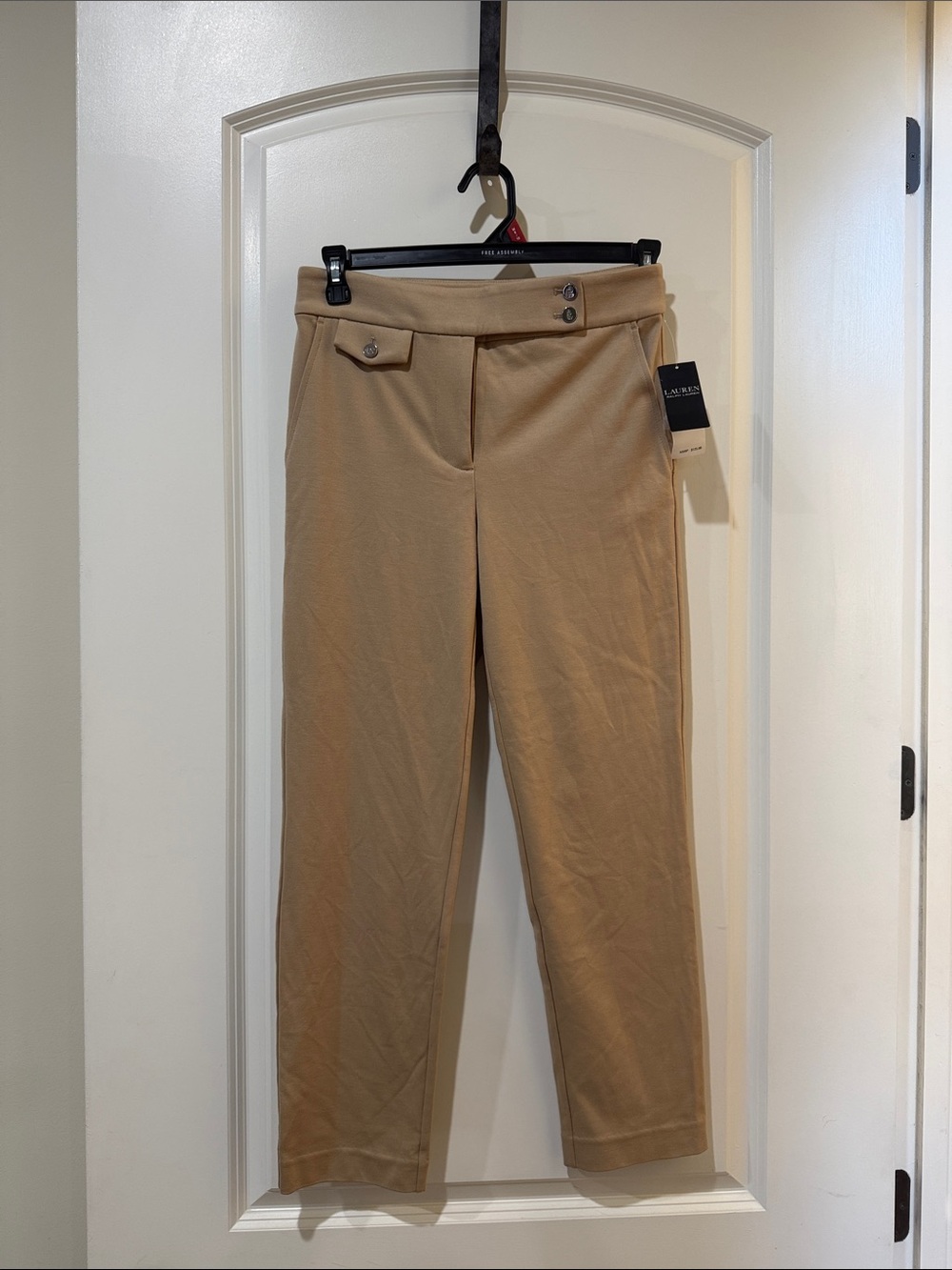 Ralph Lauren Tan Straight-Leg Ponte Pants